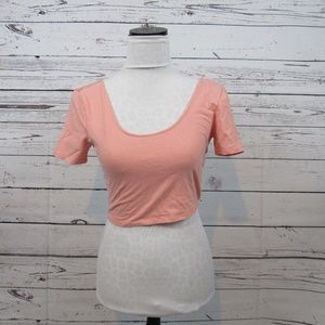 Forever 21 peach lace back crop top